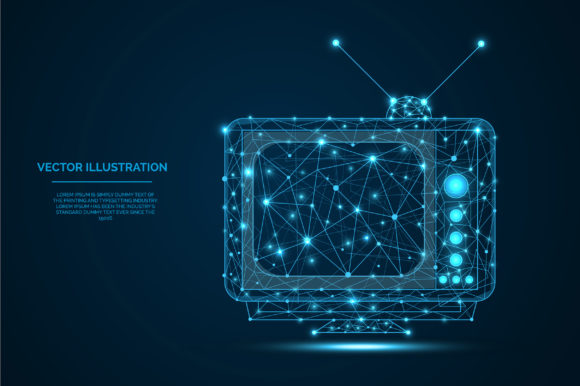 Download Low Poly Television Blue Wireframe - Frame Collection