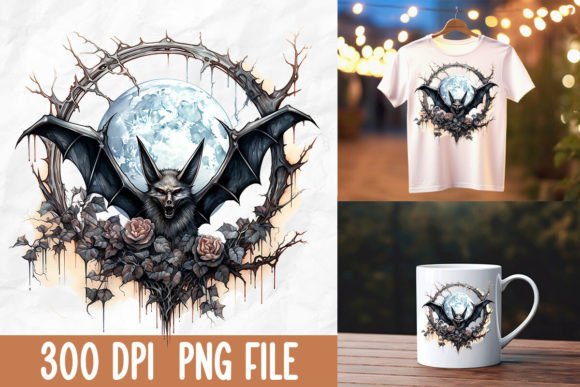 Download Grunge Gothic Scary Bat Moon Thorn Rose - Gothic scary Collection